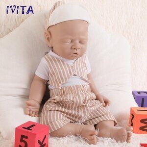 17" Unpainted Silicone Reborn Baby Boy Newborn Eyes Closed Silicone Boy Doll